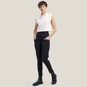 Gentle Herd Black Pocket Taper Cotton Nylon Blend Ankle High Waist Pants Size XL